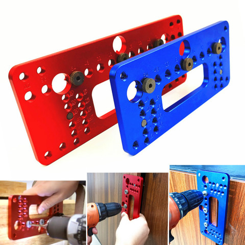 Hole Handle Pitch Punch Locator  Woodworking Aluminum Alloy Pocket Jig Set Wardrobe Door Cabinet Positioner Drill Guide Sleeve ► Photo 1/6