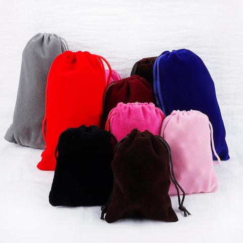 10pcs 5x7/7x9/9x12/10x15cm Velvet Bags Drawstring Pouches Christmas Party Jewelry Gift Display Packing Bags Beads Pouches ► Photo 1/6