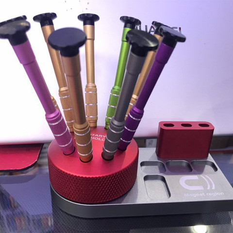 IPIPPO Rotating Magnetic Screwdriver Holder Aluminum Screwdriver 9 Port Container With Magnetic Platform ► Photo 1/6