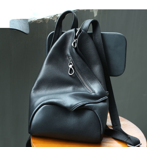 Anti-theft Genuine Leather Small Backpack Women Retro Classic School Bags For Girl Multifunction Shoulder Crossbody Chest Bag ► Photo 1/6
