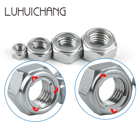 LUHUICHANG 5/10pcs 304 Stainless Steel Hex Hexagon Lock Nut for M4 M5 M6 M8 M10 Stainless Steel Metal Self-locking  Nut Locknut ► Photo 1/6