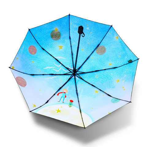 2022 New Little Prince Sun Umbrellas for Women Lady Rain Sunny Umbrella 3 Folding 8 Ribs Sunshade Wind Resistant Frame Paraplu ► Photo 1/6