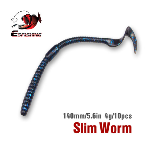 KESFISHING Soft Baits Fishing Worm Slim Worm 140mm 4g 10pcs Grub Bait Artificial Swimbait PVA Fishing Lure SpinnerbaitKESFISHING ► Photo 1/5