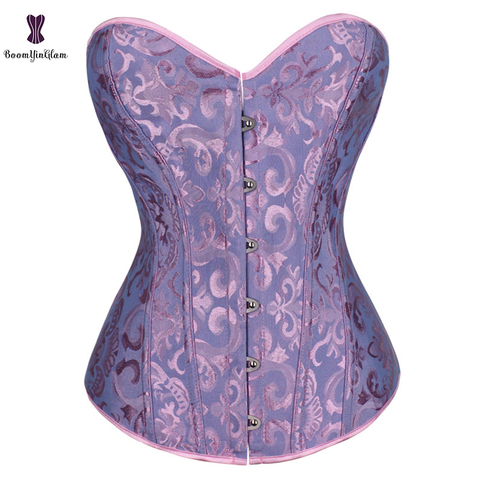 Simple Elegant Corset Overbust No Laciness Bustier Plastic Boned Korsett For Women Jacquard Floral Gorset Minceur Outfit Korset ► Photo 1/6