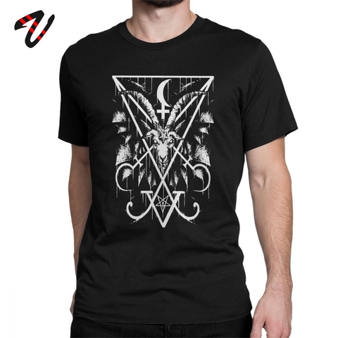 Printed T Shirts for Men Sigil Of Lucifer And Baphomet Tee Shirt Customized Cotton Hip Hop T-Shirts Christmas Present Clothing ► Photo 1/6
