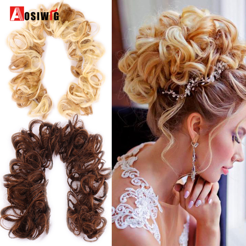 AOSIWIG Long Curly Chignons Hair Tails Clip In Hair Extensions Fake Hair Pieces Heat Resistant Synthetic Chignons for Women ► Photo 1/6