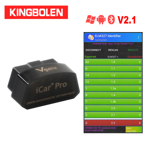 Vgate iCar pro bluetooth 3.0/4.0/WiFi Android/PC/IOSsupports Auto Wake Up Mode Elm327 V2.1 OBDII Code Reader Diagnostic tool ► Photo 1/1