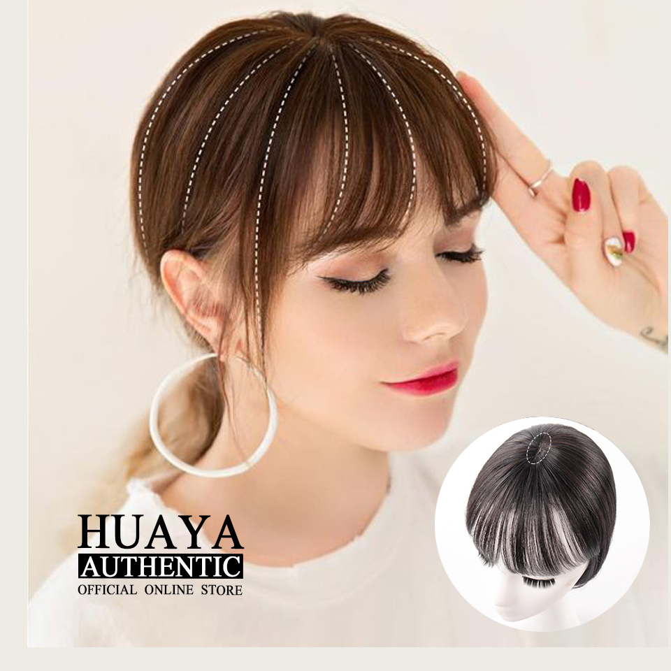 Buy Online Huaya Synthetic Overhead Bangs Hair Pieces Clip On Hair Extension 3d Natural Franch Bangs Fake Hair Black Fake Fringe For Women Alitools