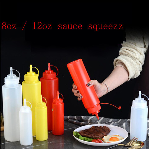 Squeeze Squirt Condiment Bottles with Twist On Cap Lids Ketchup Mustard Mayo Hot Sauces Olive Oil Bottles Kitchen Gadget ► Photo 1/6
