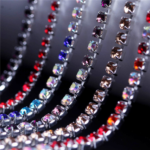 DIY Glass Rhinestone Chain Trim Strass Hotfix Crystal Jewelry Rhinestones For Clothes Sew Accessories Self-Adhesive Rhinestone ► Photo 1/6