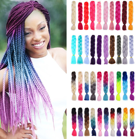 ONYX Hairs Long 24inch Jumbo Braids Hair Extensions Synthetic Braiding Hair style 100g/Pcs Pure /Ombre Color for Women ► Photo 1/6
