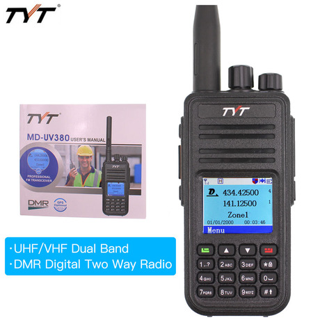 Dual display color walkie talkie TYT MD-UV380 dual band radio VHF+UHF digital DMR two way radios MDUV380 dual time slot transcei ► Photo 1/6