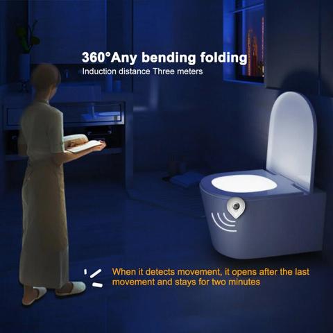 Smart PIR Motion Sensor Toilet Seat Night Light 8 Colors Waterproof For  Toilet