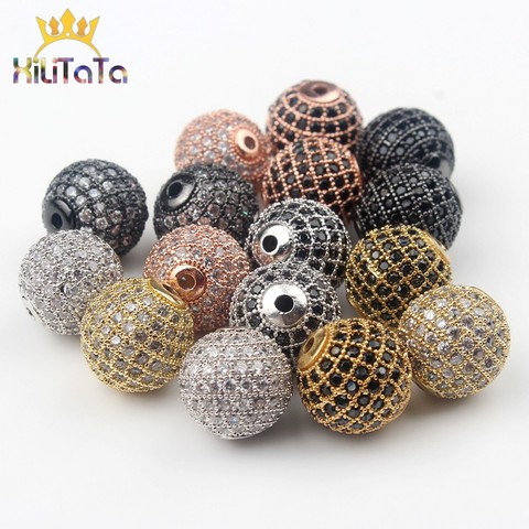 Brass Micro Pave CZ Zircon Round Metal Spacer Beads For DIY Jewelry Findings Making Bracelet Necklace Accessories 4/6/8/10/12mm ► Photo 1/6