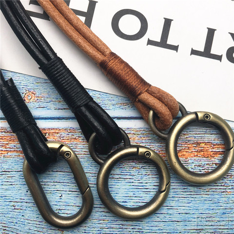 Genuine Leather Neck Lanyard strap for mobile phone keys work id card badge holder DIY Hang Rope Key Ring Chain ► Photo 1/6