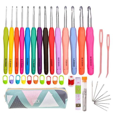 14pcs Sewing Kit Aluminum Crochet Needles Hooks Knitting Stitch Craft Yarn Clean for Frequent Travelers Sewing Crafts Tools ► Photo 1/6