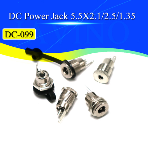 2Pcs DC-099 5.5mm x 2.1mm 2.5mm 1.3 DC Power Jack Socket DC099 Female Panel Mount Connector Metal 5.5*2.1 5.5*2.5 ► Photo 1/6