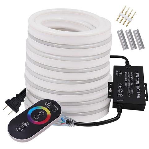 LED Neon Light Strip RGB Neon Sign 220V 110V Flexible LED Rope Light Touch Remote Control 5050 2835 LED String Lamp EU US UK Set ► Photo 1/6