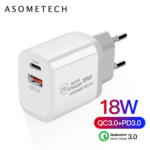 PD Charger 18W Dual USB Quick Charge 3.0 Charger For iPhone Samsung Portable Travel Wall QC 3.0 Mobile Phone Charger Adapter HUB ► Photo 1/6