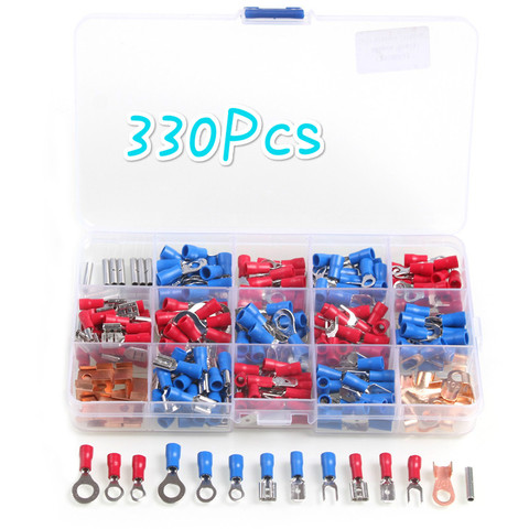 280/300/330/400PCS Spade Terminals Insulated Cable Connector Electrical Wire Assorted Crimp Butt Ring Fork Set Ring Lugs Rolled ► Photo 1/6