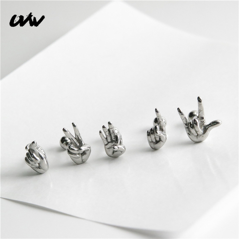 2pc Tiny Surgical Steel Cute Figure Cartilage Earrings Studs Lobe Tragus Helix Piercing Jewelrys for Women Men UVW295 ► Photo 1/6