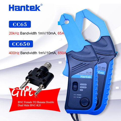 Hantek AC/DC Current Clamp for oscilloscope CC-65 CC-650 20KHz/400Hz Bandwidth 1mV/10mA 65A/650A +BNC Female to Banana jack ► Photo 1/6