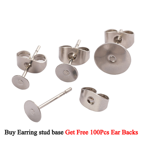 100Sets Dia 3/4/5/6/8/10mm Stainless Steel Stud Earring Spacer with Earring Plug Findings Earring Back Jewelry Making Supplies ► Photo 1/6