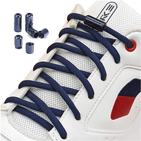 1 Pair 21 Colors No Tie Shoelaces Round Color Metal Lock Elastic Shoelace General for children and adults sneakers Lazy Lace ► Photo 1/6