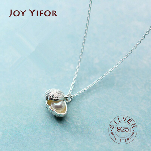 925 sterling silver Creative Shell Silver Plated Jewelry Temperament Pearl Full Of Crystal Clavicle Chain Pendant Necklaces ► Photo 1/6