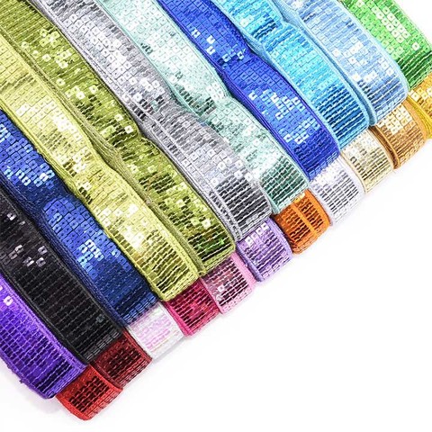 5 Yards/lot 5 Rows Square Sequin Beading Ribbon 25mm Sequin Lace Trims for Sewing Craft Garments Headdress Wedding Decoration ► Photo 1/6
