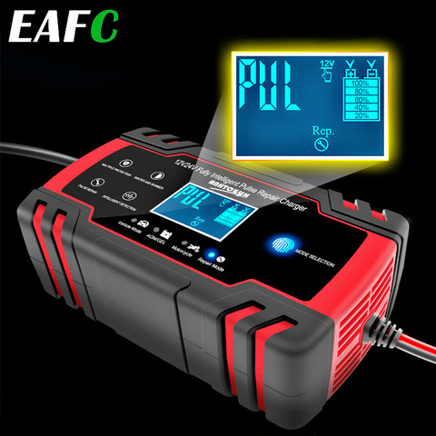Car Battery Charger 12/24V 8A Touch Screen Pulse Repair LCD Battery Charger For Car Motorcycle Lead Acid Battery Agm Gel Wet ► Photo 1/6