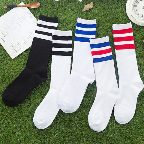 New Men/Women 3 Three Stripes Cotton Socks Retro Old School  Hiphop Skate Long Short  Meias  Harajuku White Black Winter Cool ► Photo 1/6