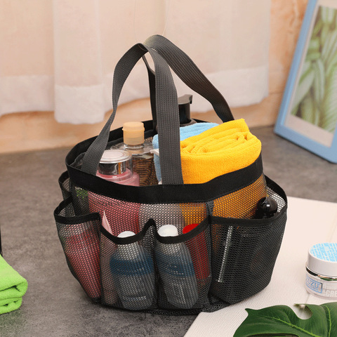 Portable Mesh Shower Tote Bag Women Men Hanging Bath Toiletry Organizer Bag 9 Storage Pockets Makeup Bags Unisex High Quality ► Photo 1/6