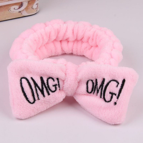 2022 New Letter OMG Coral Fleece Soft Bow Headbands Wash Face Headband Women Girls Holder Turban Hairbands Hair Accessories ► Photo 1/6