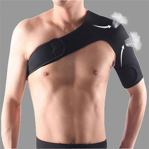 Adjustable Breathable Gym Sports Care Single Shoulder Support Back Brace Guard Strap Wrap Belt Band Pads Black Bandage Men/Women ► Photo 1/6