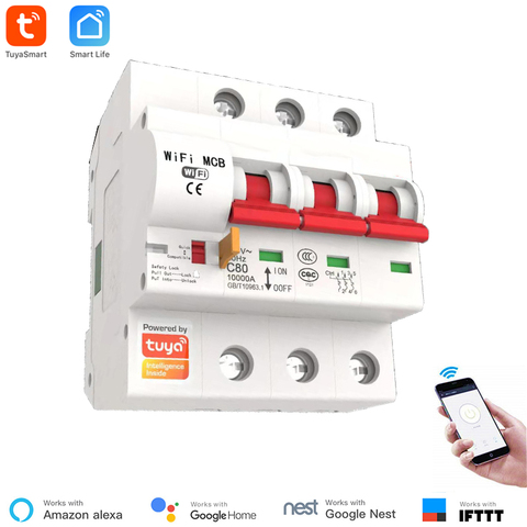 Tuya Smart 3P 16A-125A Remote Control WiFi Circuit Breaker/smart Switch/ Intelligent Automatic Recloser Alexa Goolge Compatible ► Photo 1/6