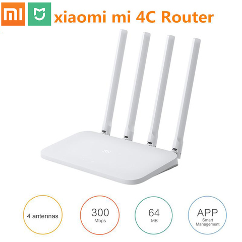 origianl Xiaomi Mi WIFI Router 4C 64RAM 802.11 b/g/n 2.4G 300Mbps 4Antennas Smart APP Control Band for Wireless Routers Repeater ► Photo 1/6