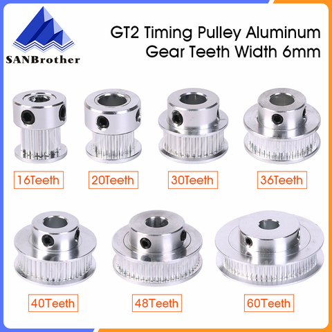 3D Printer Parts GT2 Timing Pulley 30 36 40 60 Tooth Wheel Bore 5mm 8mm Aluminum Gear Teeth Width 6mm 2GT Accessories For Reprap ► Photo 1/6