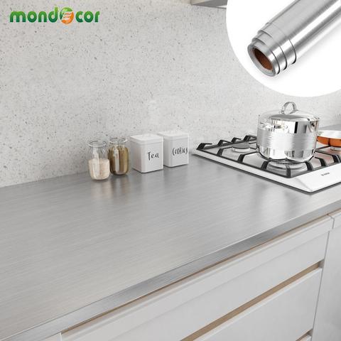 Modern Brushed Metal Waterproof Kitchen Cooktop Stickers Cabinet Fridge Contact Paper DIY Self Adhesive Decorative Wallpaper ► Photo 1/6