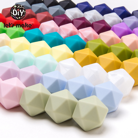 Let's Make 10pc 14mm Silicone Beads Hexagon Bpa Free Silicone Teether Diy Teething Toy Baby Chewable Accessories Baby Teether ► Photo 1/6