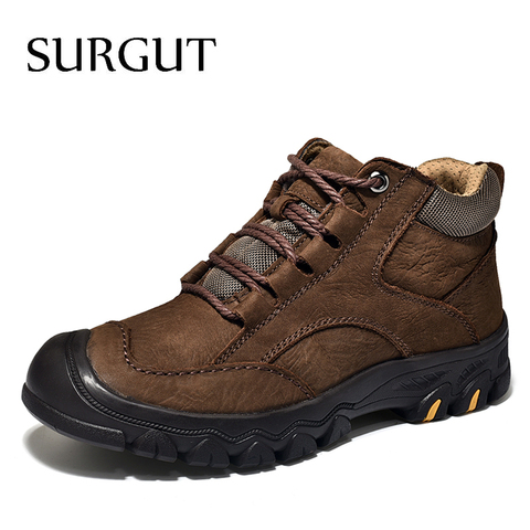 SURGUT Winter Military Tactical Boots For Men Leather Outdoors Round Toe Sneakers Men Combat Desert Casual Shoes Plus Size 38-46 ► Photo 1/6