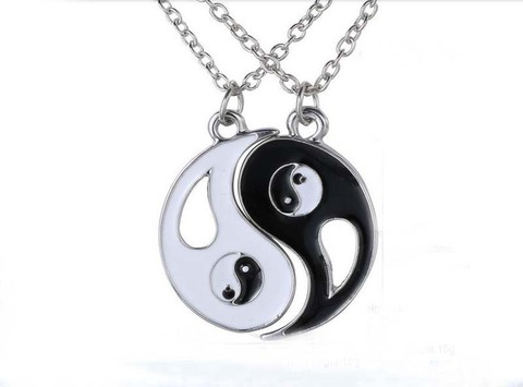 KUNIU Paired Pendants Best Friends Couples Necklace Jewelry Valentine's Gift Yin Yang Pendant Necklace Lovers Charm Black White ► Photo 1/6