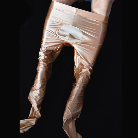 Sexy Men COCkring U Convex Pouch Pencile Pants Open Close Sleeve Sexy Tight Sheer Shiny Glossy pant Tights Candy Color Plus Size ► Photo 1/6