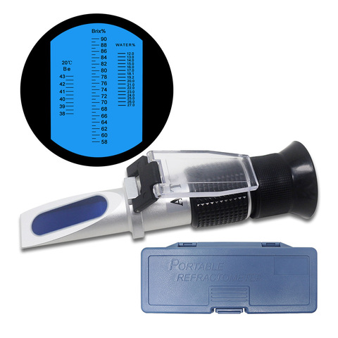 Honey Refractometer 58-90% Brix for Beekeeper Honey Hand Held Sugar Baume Water 12-27% 38-43Be' Content Tester with Retail Box ► Photo 1/6