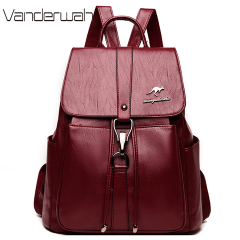 Casual Lady Large Capacity Backpack High Quality Soft Leather Backpacks for School Teenagers Girls Brand Designer Travel Bookbag ► Photo 1/6