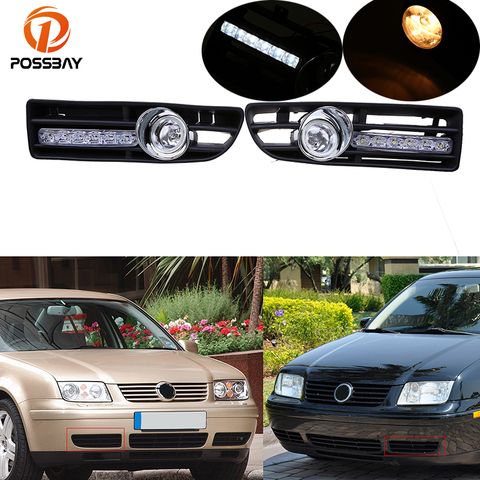 POSSBAY Fog Lights for VW Bora Jetta MK4 1999 2000 2001 2002 2003 2004 2005 2006 2007 Front Lower Bumper LED/Halogen Foglamps ► Photo 1/6