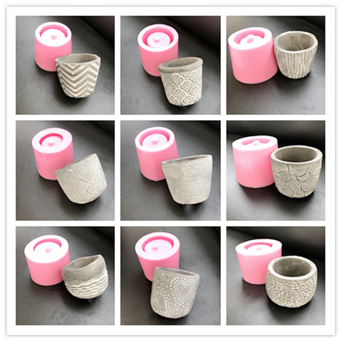 Small Cement Silicone Pot Molds Round Square Stone Planter Gardening Concrete Mold ► Photo 1/2