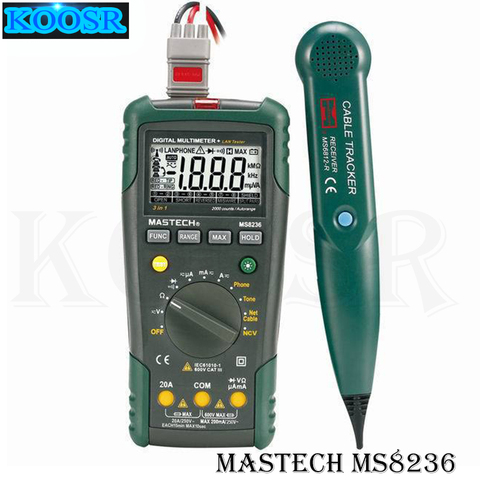 MASTECH MS8236 Digital Auto Range Multimeter LAN Tester Net Cable Tracker Tone Telephone line Check Non-contact Voltage Detect ► Photo 1/1