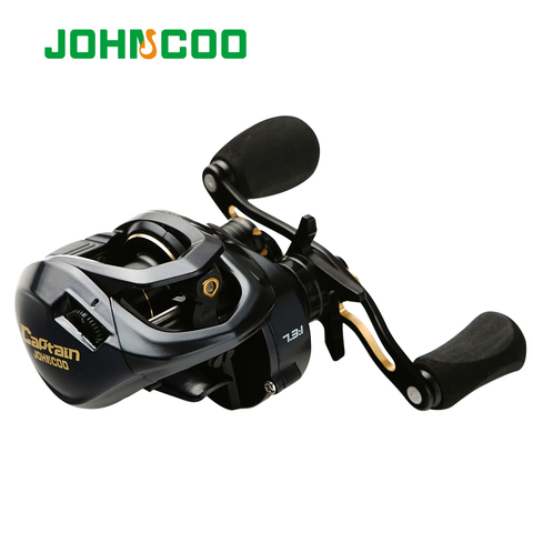 Baitcasting reel 11+1 bearings 7.3:1 Johncoo long casting fishing reel 18lb max drag powerful reel with shallow spool ► Photo 1/6