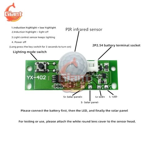 3.7V Solar Lamp Circuit Board Infrared Human Induction Wall Light Control Sensor Module PIR Wall Light Controller ► Photo 1/6